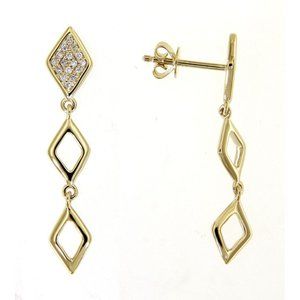 Cluster Diamond Kite Style Party Wear Dangling Stud Earrings Yellow Gold